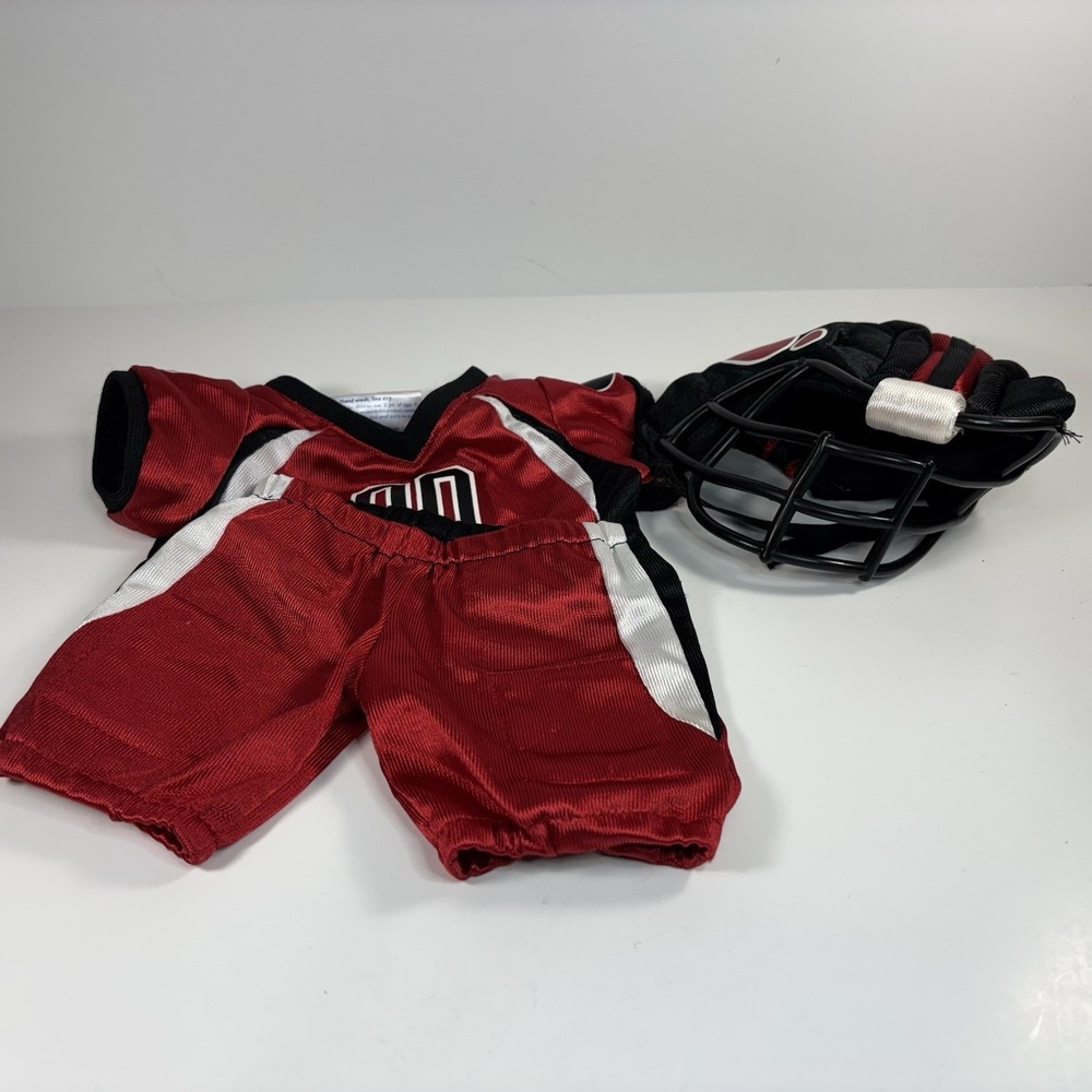 Build A Bear Red Football Outfit Jersey Pants‎ Helmet for BABW Plush Bears
